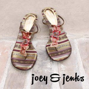 Donald J Pliner Italian Made Metallic Butterfly Kitten Heel Sandals Shoes Size 8